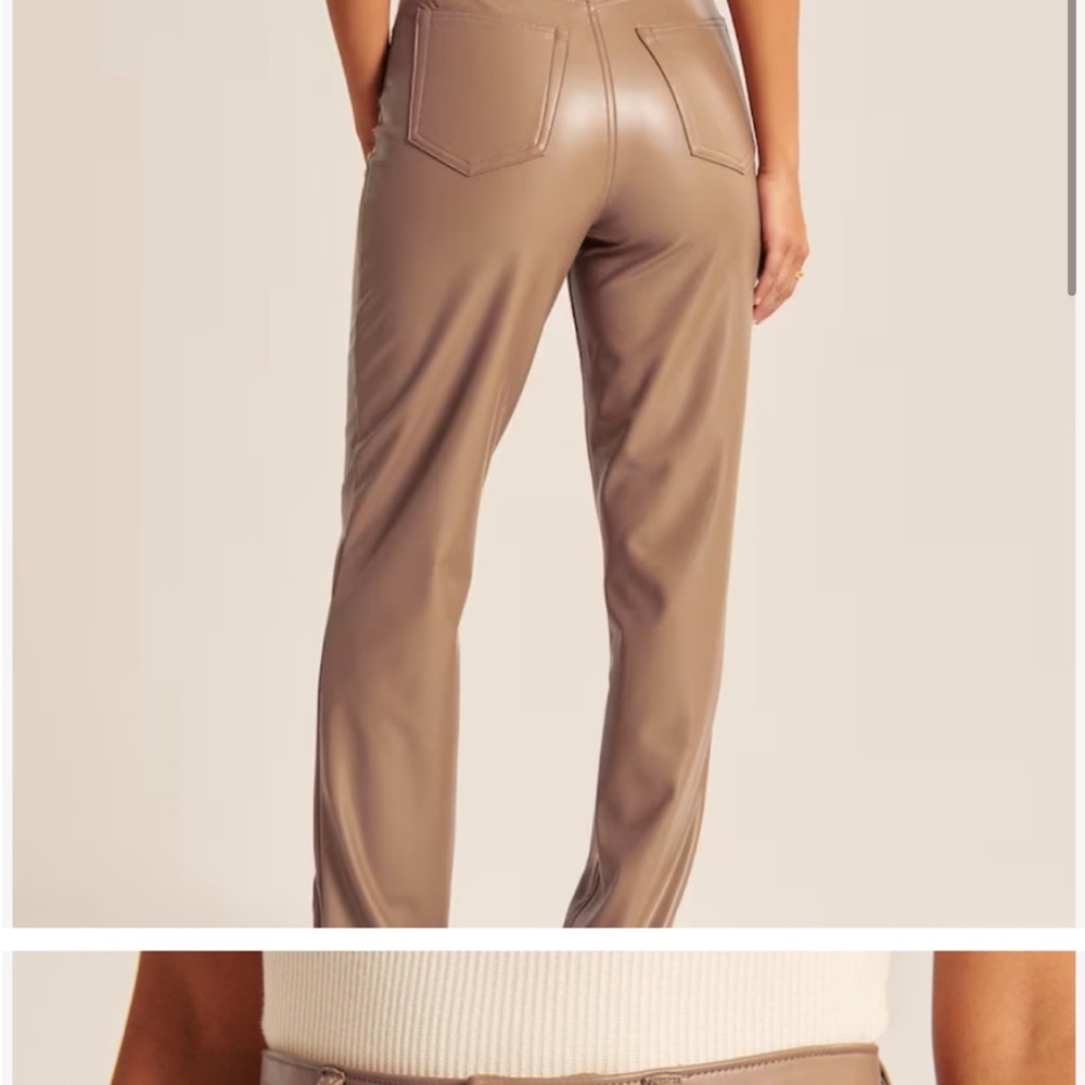 Abercrombie & Fitch The 90’s Straight Tan Vegan Leather Pants - Picture 2 of 8